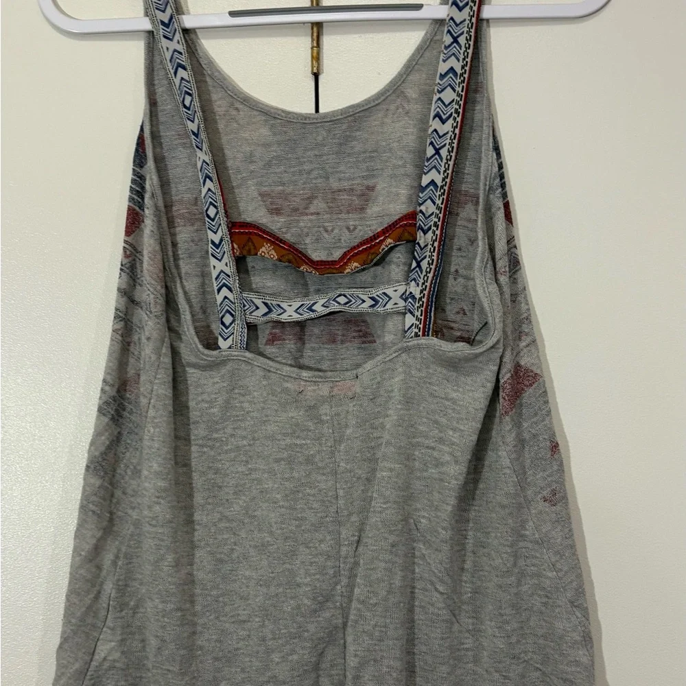 Spoiled Gray and Red A-Line Skirt with Geometric Pattern
